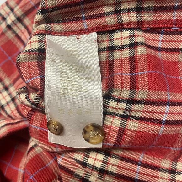 Fossil Shirt Flannel Red Plaid Button 2 Pocket Heavy Cotton Material Warm Sz XL - Picture 13 of 15